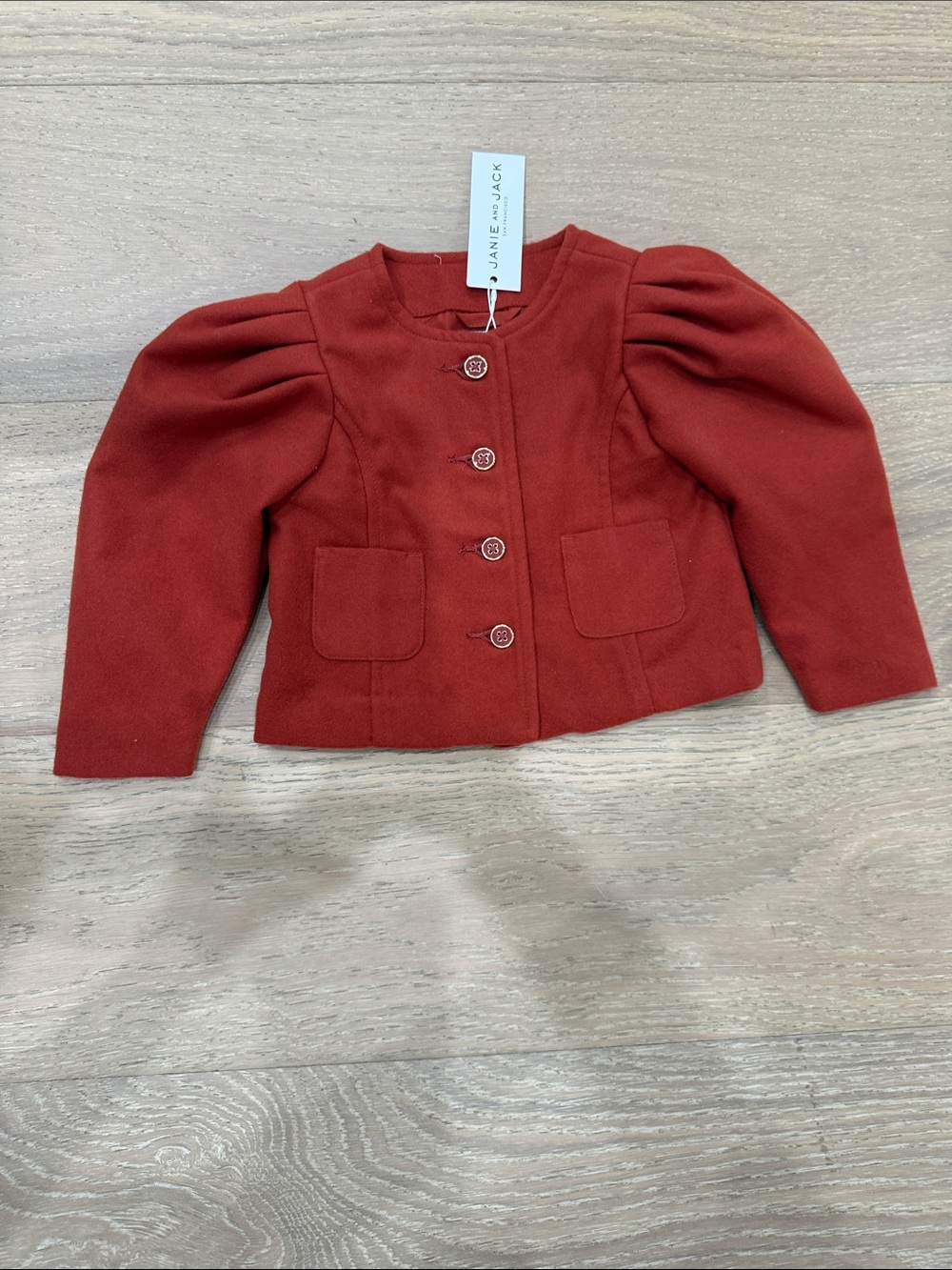 Janie and Jack Rust Red Puff-Sleeve Blazer